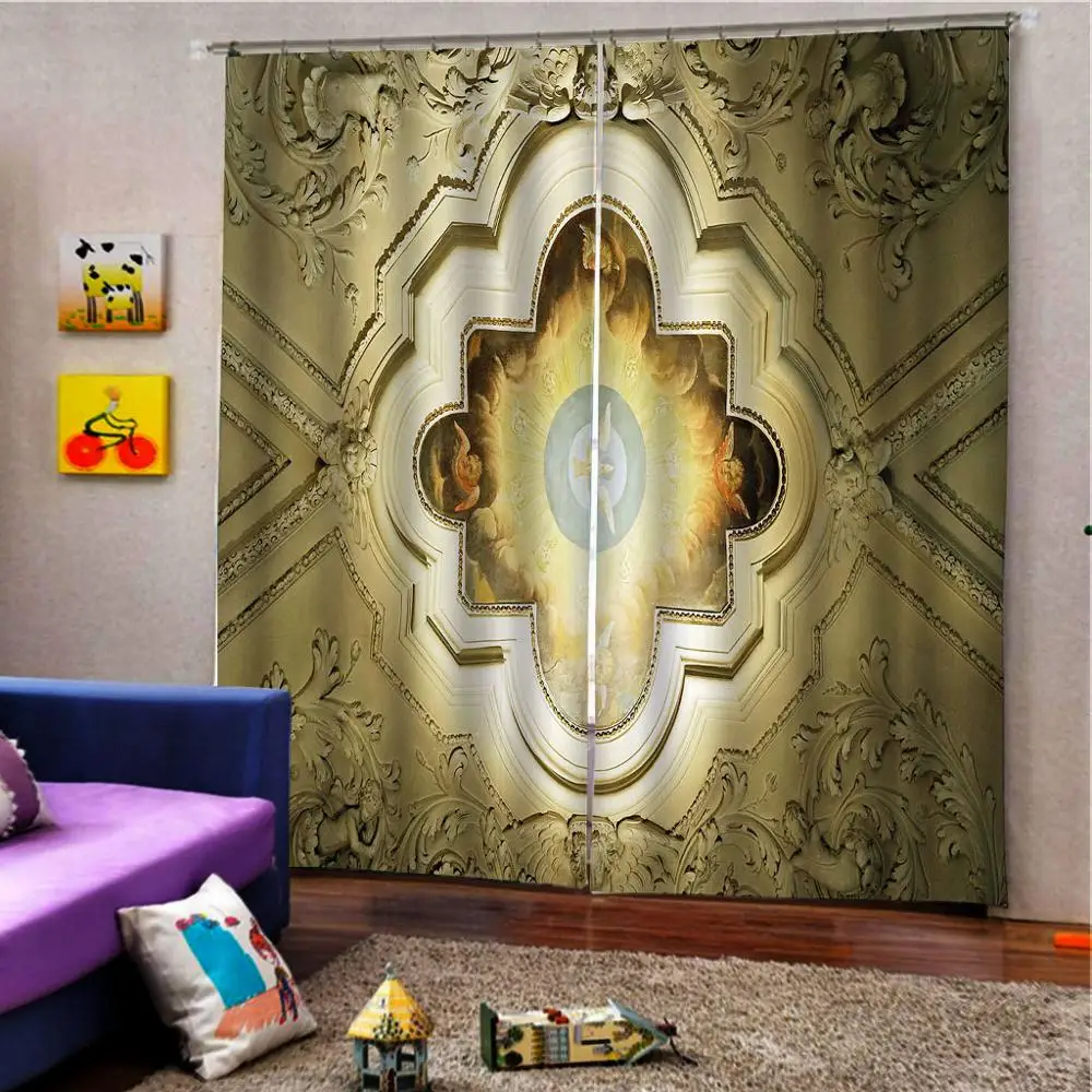 Европейский стиль рисунок ангела фото Затемненные занавески на окно для