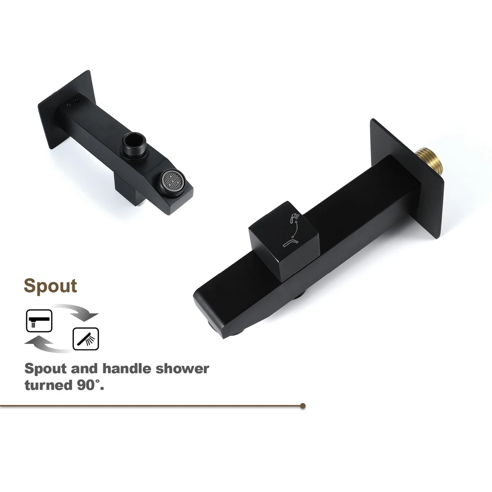 Черный смеситель для душа набор дождь и водопад душевая головка