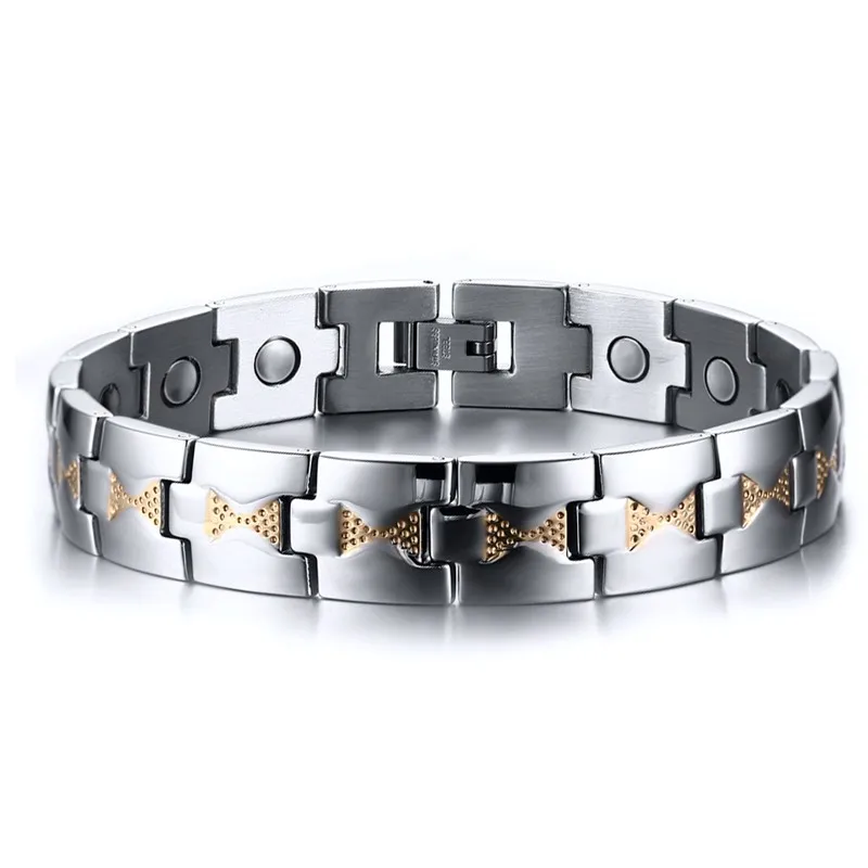 

Healthy Magnet Bracelet for Men Women Two Tone Gold and silver color Stainless Steel Bracelets femme