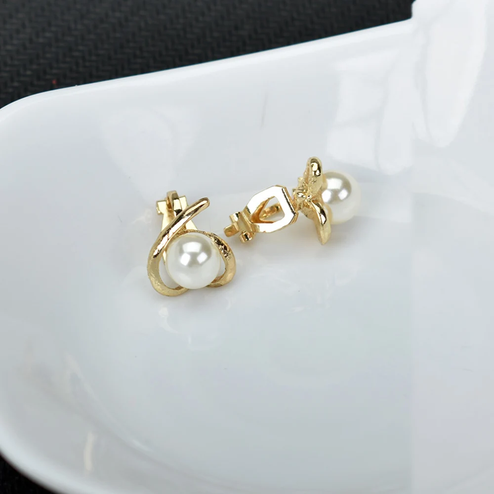 Женские серьги-клипсы с искусственным жемчугом Ювелирное Украшение золотого