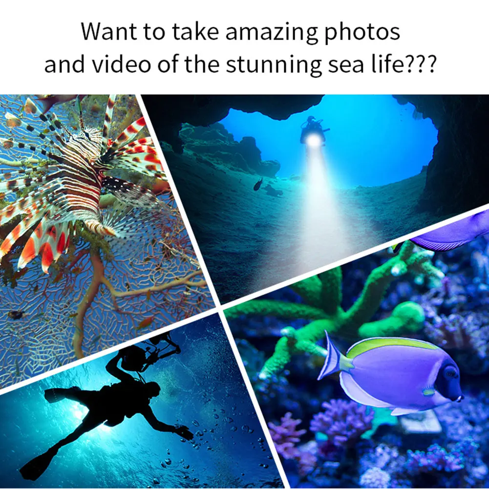 

Professional 500W Waterproof Photography Fill Light COB LED Diving Flashlight Portable Scuba Dive Underwater Torch Lamp