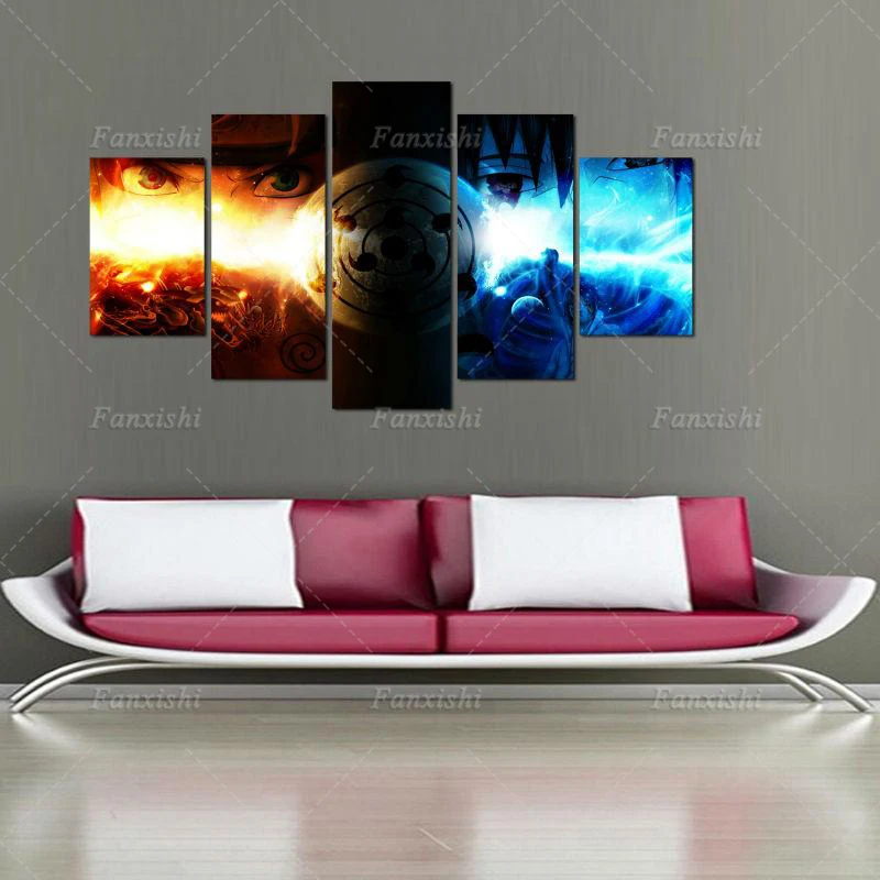 

5 Panel Anime Posters Naruto And Sasuke Wall Art Canvas Painting Hd Print Modular Picture Boy'S Living Room Home Decor Fans Gift