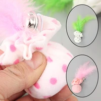 1 pc cat feather plush bell ball toy funny cat stick bell ball feather toy cat interactive cat play toy