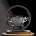 Сшитый вручную черный чехол на руль из искусственной кожи для Toyota Camry 2012 2013 2014 2015