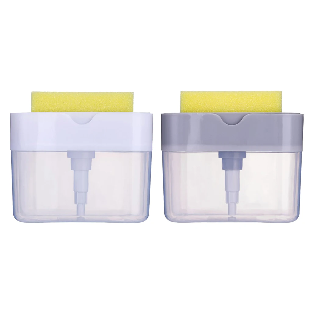 

Manual Soap Pump Dispenser with Sponge Holder Handy Soap Box Kitchen Countertop