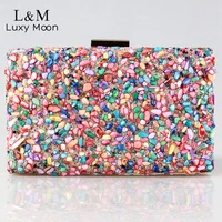 womens party clutch purse evening bag multicolor crystal stone ethnic clutch bag ladies box clutches wallets for weddings xa7r
