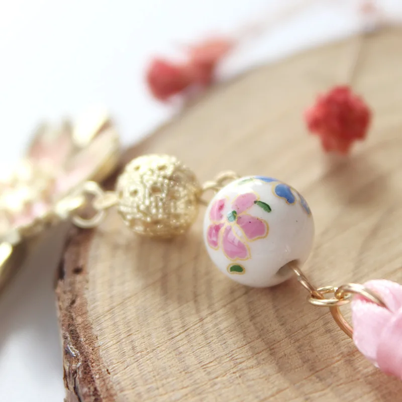 Заколка для волос металлическая с цветами вишни в стиле ретро заколки кисточкой -