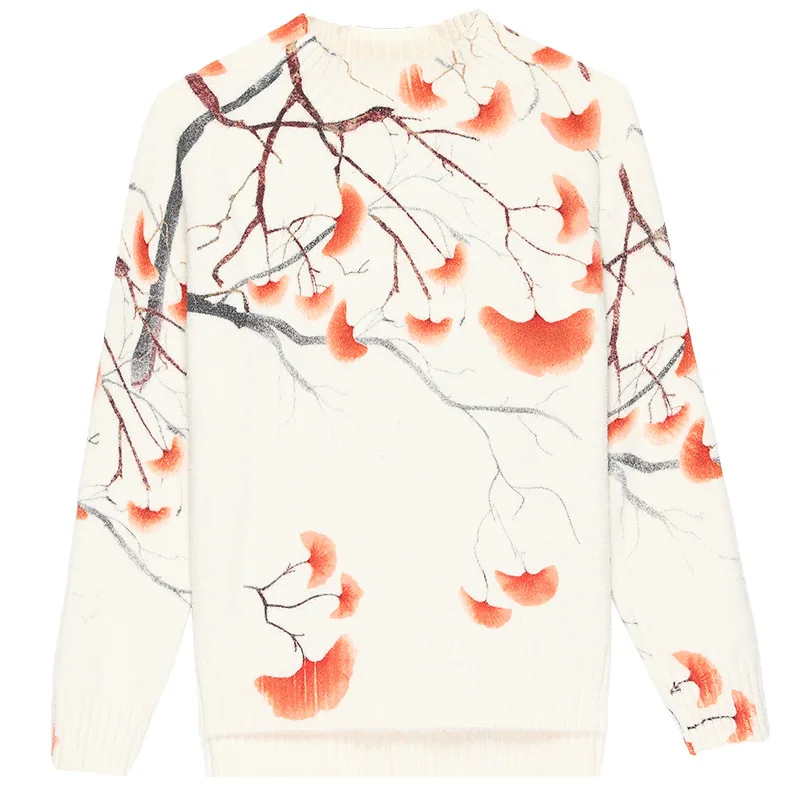 

2020 new fashion imitation mink print sweater knitwear women's winter new half high collar bottomed oversized sweater woman