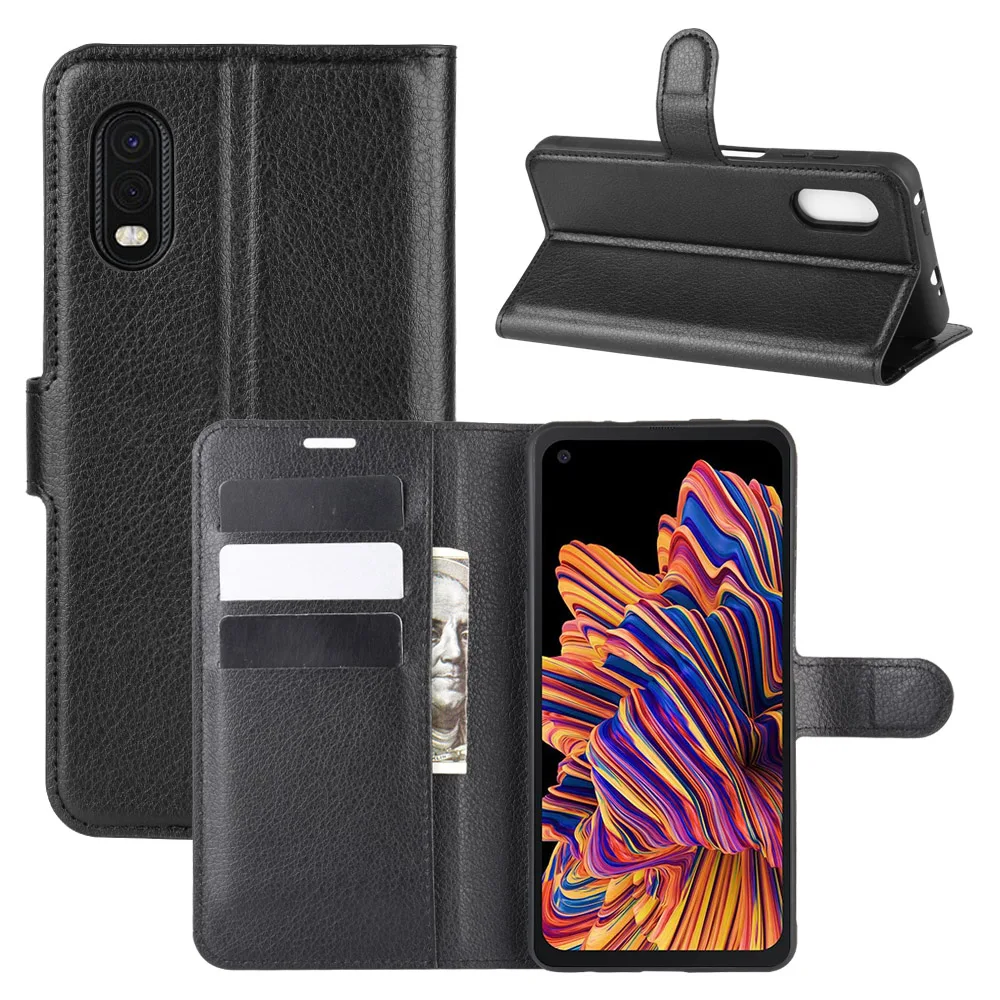 for galaxy xcover pro case luxury pu leather wallet stand flip case for samsung galaxy xcover pro sm g715fn sm g715f 2020 6 3 free global shipping