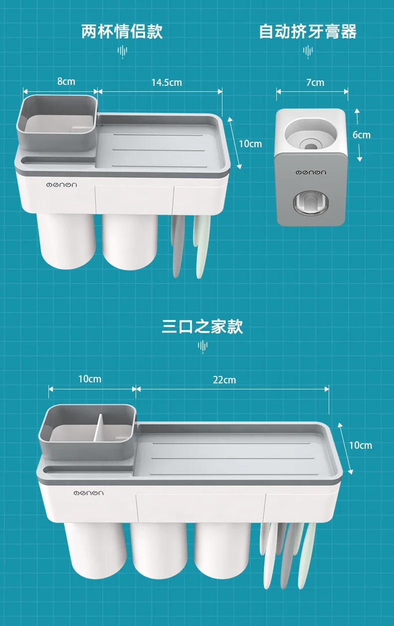 

Bathroom Accessories Organizer Set Toothbrush Holder Automatic Toothpaste Dispenser Holder Toothbrush Wall Mount Rack Tools Set