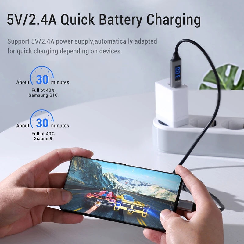 Digital Voltage Display Micro USB Cable Mobile Phone Fast Charging Data Cord For Xiaomi 4 Huawei Android Microusb Charger Wire | Мобильные