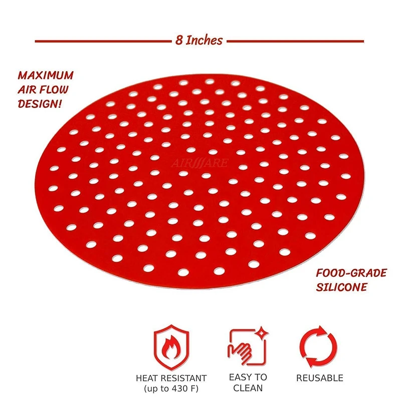 

Reusable Air Fryer Lining Non-Stick Silicone Air Fryer Basket Mat (2Pcs)