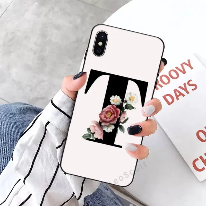

English Name Letters Flower Phone Case for iPhone 11 12 pro XS MAX 8 7 6 6S Plus X 2020 XR Mini