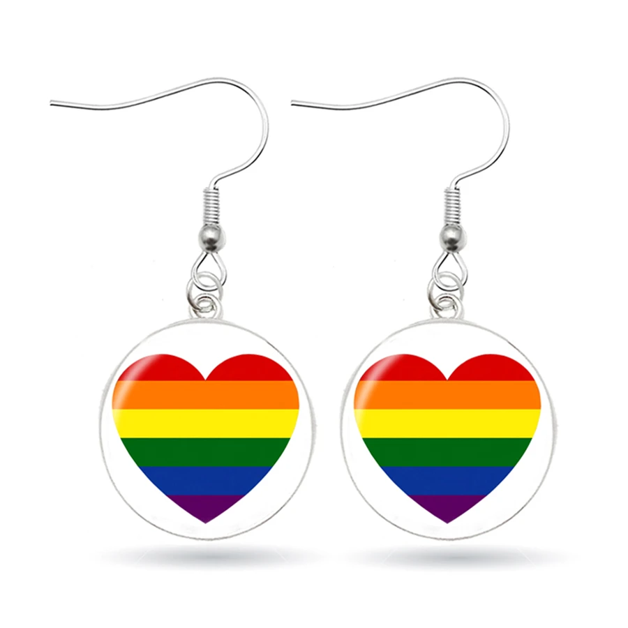 ЛГБТ гордыня радужные серьги с подвеской из стекла кабошона для женщин модные
