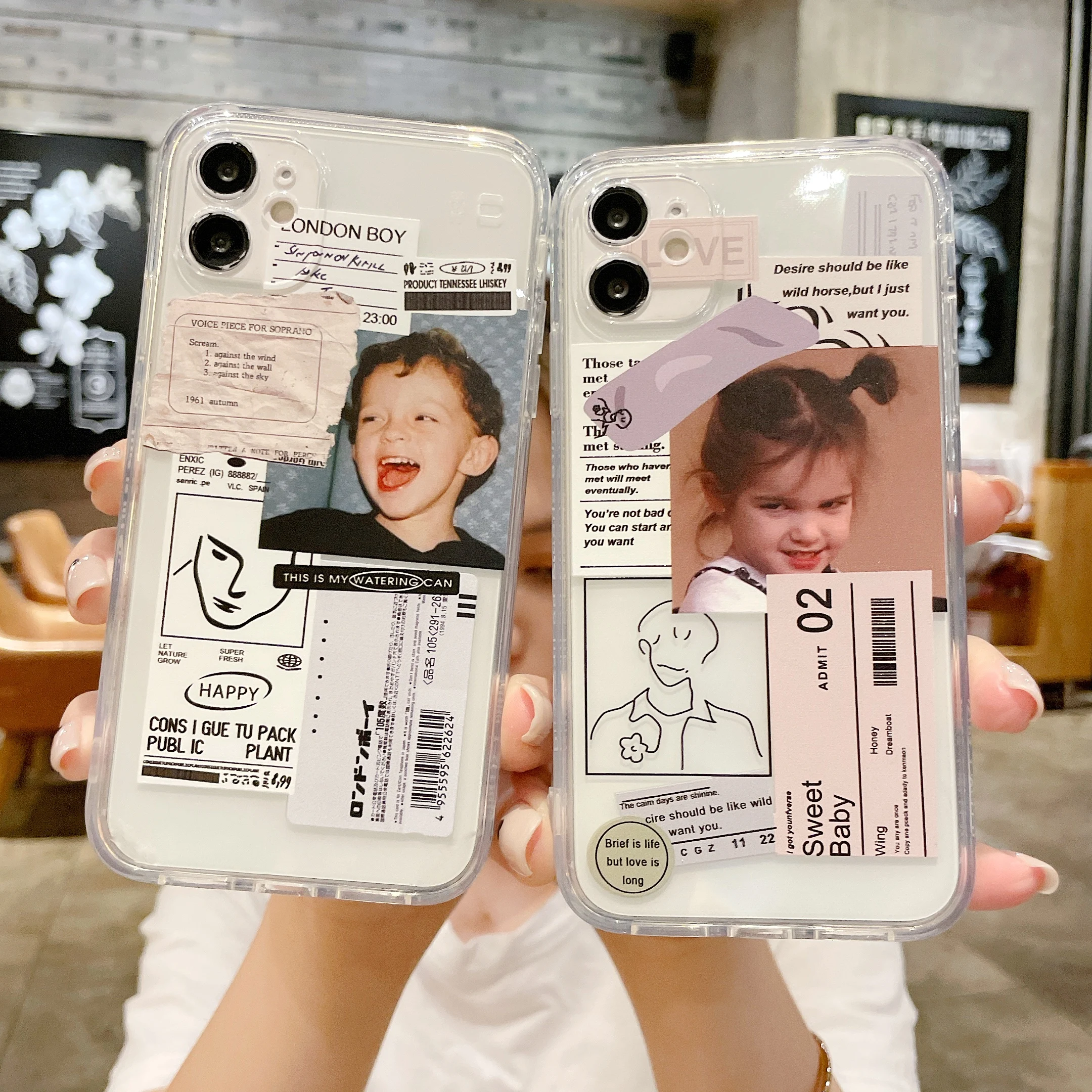 

Funny Boys Girls Tags Transparent Case For iPhone 11 12 Pro Max Mini 7 8 Plus XR X XS MAX Trend Creative INS Original Cover