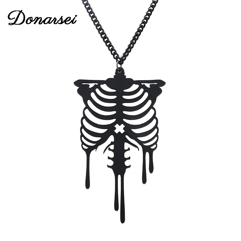Женское Ожерелье Donarsei с черным черепом для Хэллоуина ожерелье подвеской в виде