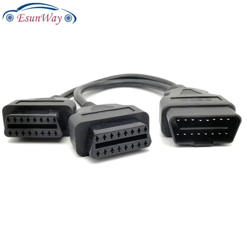 20 шт./партия! 16 pin OBD2 OBD II разветвитель Удлинительный Y Кабель Штекерный к двойному