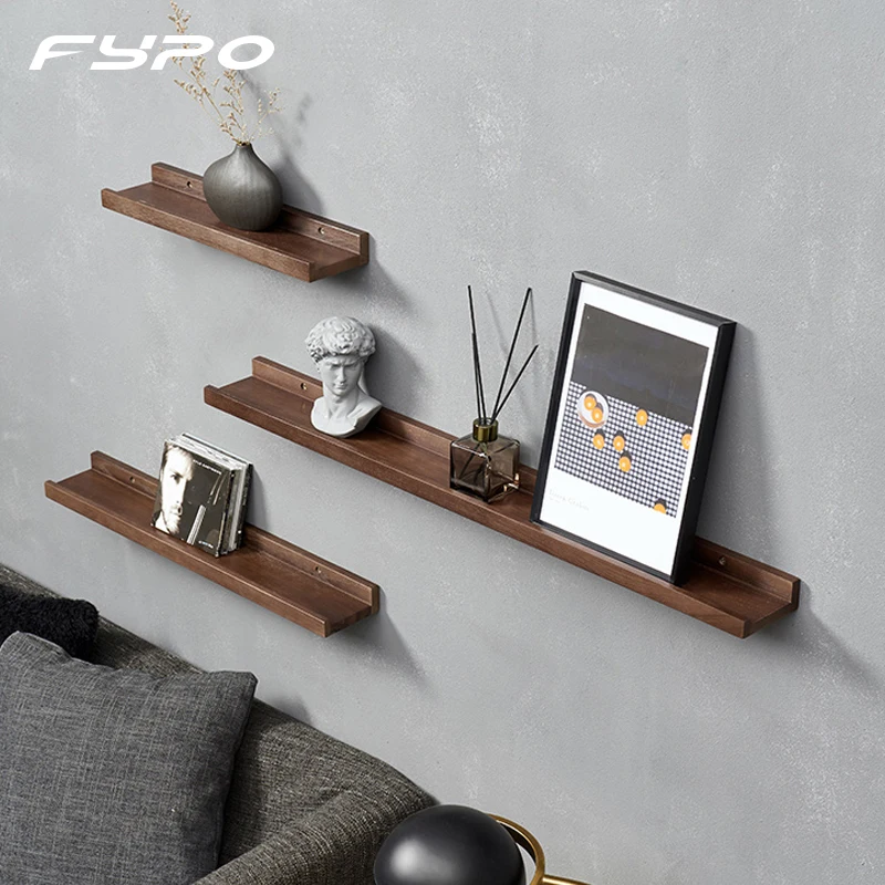 

Fypo Punch-free Wooden Shelf Organizer Wall Decor Shelf Floating Storage Shelves DIY Bookshelves Flower Rack Kitchen Organizers
