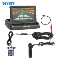 diykit 4 3 foldabl tft lcd car monitor vehicle rear view reverse backup car camera parking system car charger easy installation