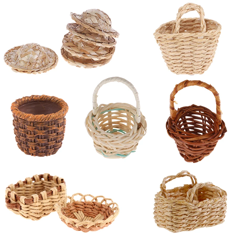 

Корзина из бамбука, Миниатюрные аксессуары для кукольного домика 1/12, 1 шт.