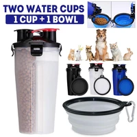 dispenser folding portable dog cat drinking food water feeder cup treat puppy prevention of swallowing interactive 2 in 1