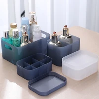 desktop cosmetic storage box plastic frosted compartment with cover mask makeup table finishing box