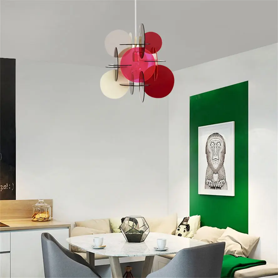 Дизайнерские Акриловые Красочные подвесные светильники в стиле постмодерн для