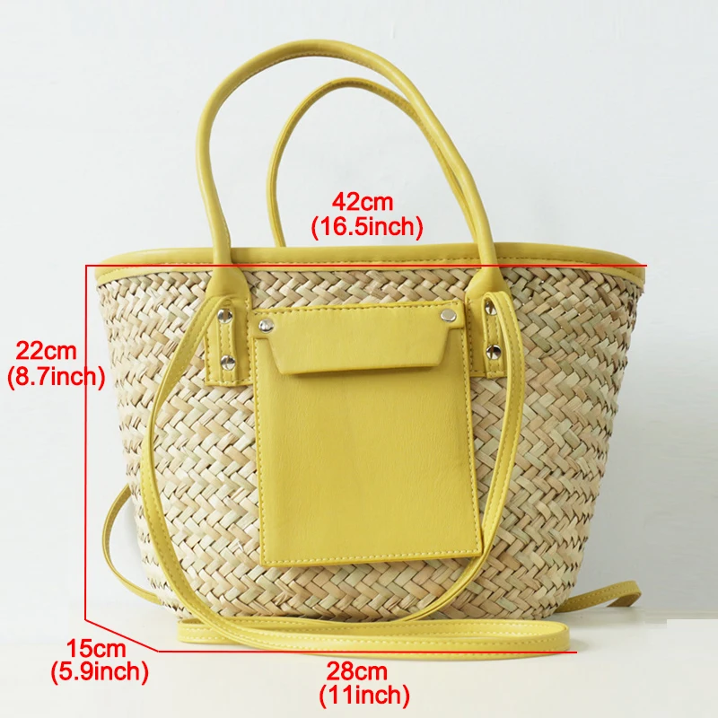 

Casual Large Capacity Tote Rattan Women Handbags Designer Wicker Woven Shoulder Crossbody Bags Luxury Summer Beach Bag Big Purse