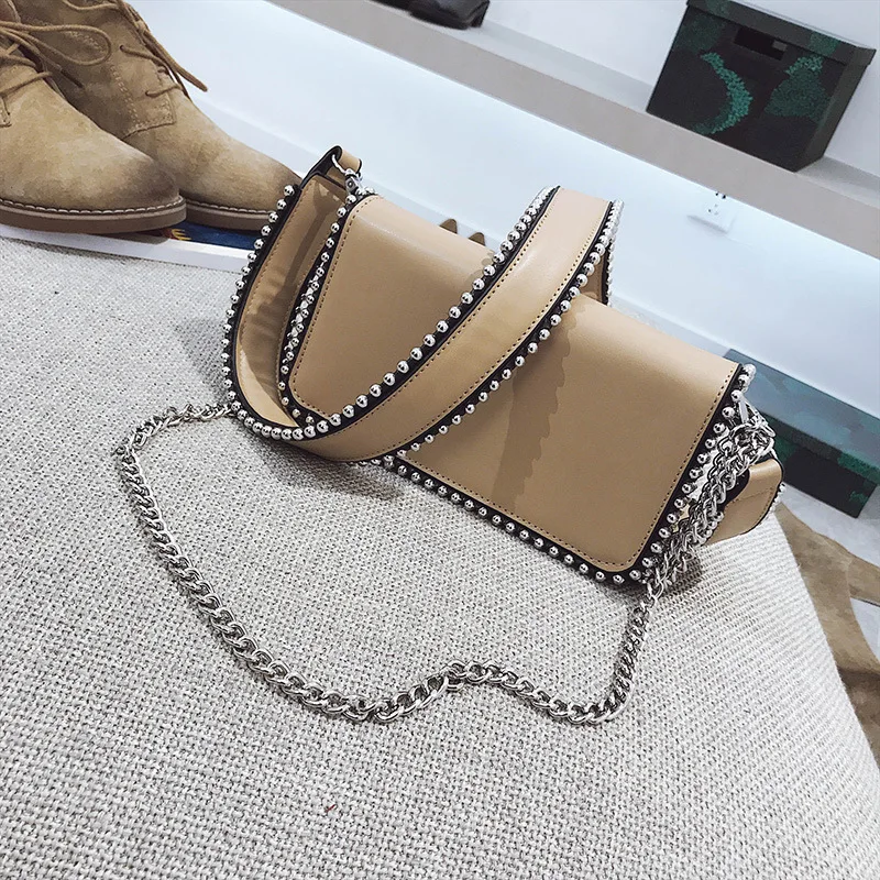 Модные однотонные сумки на плечо милые кожаные прямоугольные через женские