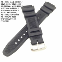 rubber strap for ae 1000w aq s810w sgw 400h sgw 300h silicone watchband pin buckle strap watch wrist bracelet black
