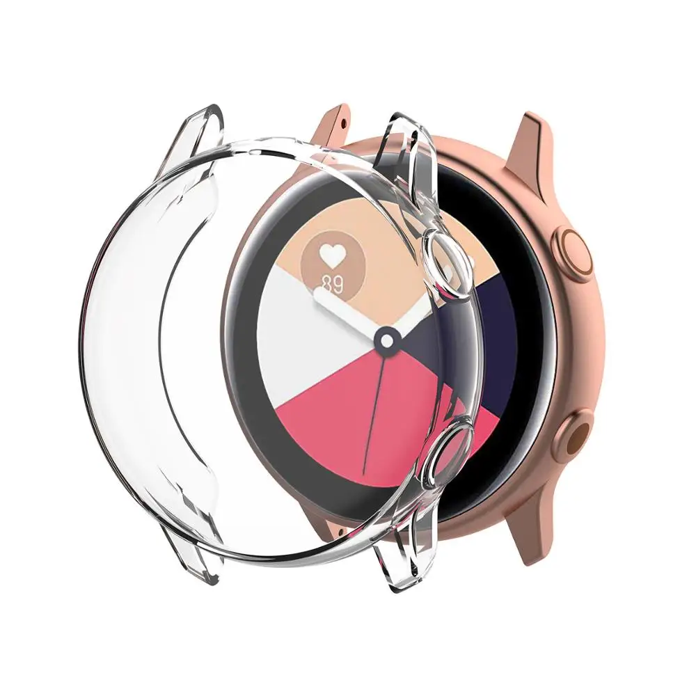 Transparent white Чехол для samsung galaxy watch active/active2 чехол бампер аксессуары протектор полное покрытие силиконовый защитный чехол для экрана - Цвет ремешка: Transparent white