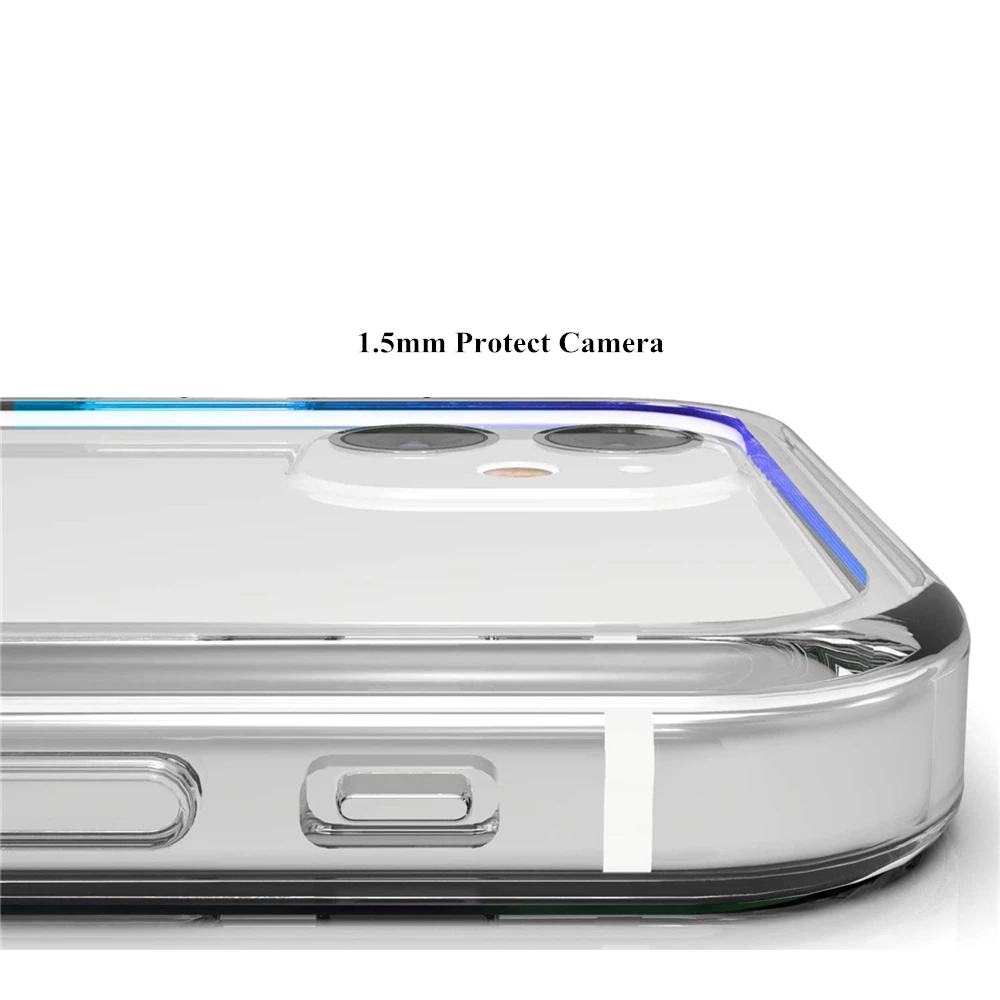 Slim Clear Silicone Bumper Case For iphone 14 Pro Max 13 Mini 12 Hybrid Soft Edge Hard PC Frame Shockproof Protective Cover