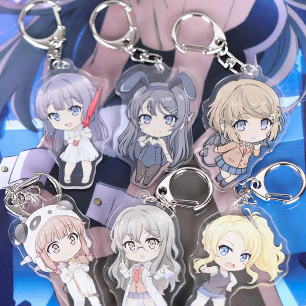 Брелок для ключей с аниме фигуркой Seishun Buta Yarou Wa Bunny Girl Senpai No Yume милый двухсторонний