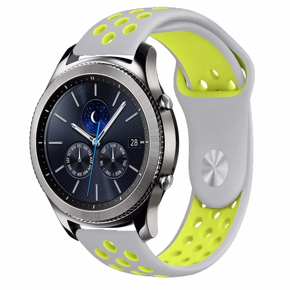 gray yellow Gear S3 Frontier ремешок для спортивных часов для samsung Galaxy watch 46 мм 42 мм ремешок 22 мм 20 мм силиконовый ремешок amazfit bip браслет аксессуары - Цвет ремешка: gray yellow