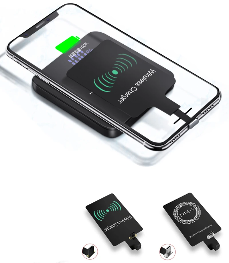 

Qi Wireless Charger Receiver Support Micro USB Type C Fast Wireless Charging Adapter For iPhone Android Induction Receiver Coil