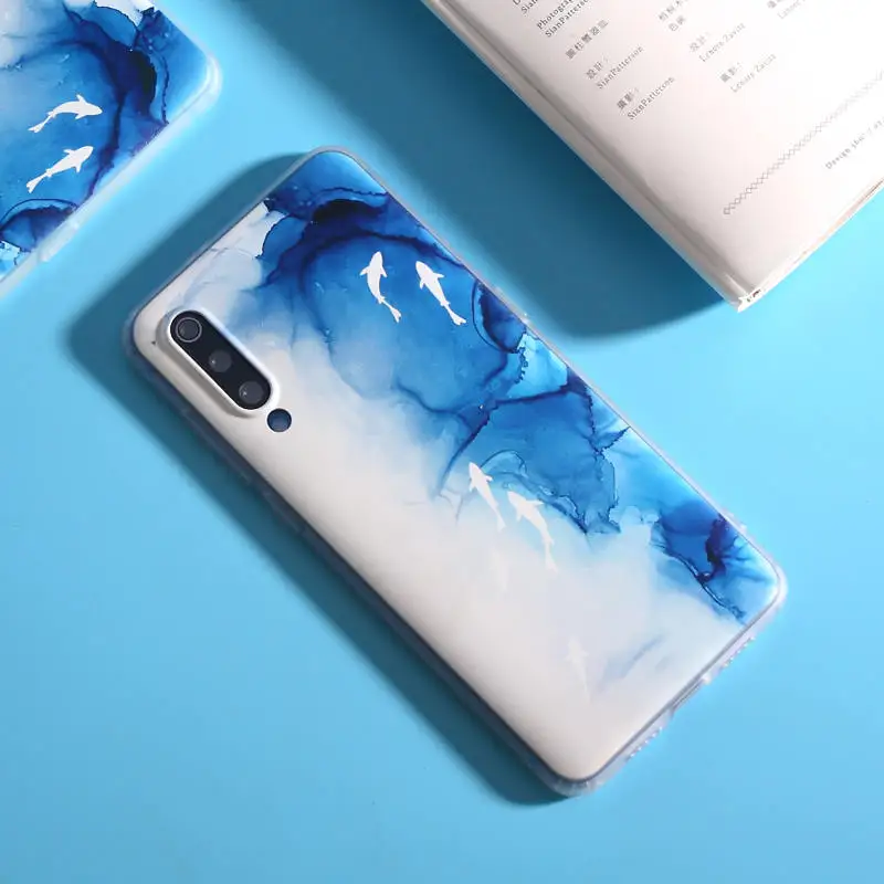 Летние градиент чернила рыбы из жидкого силикона чехол для xiaomi MI9 MI9SE MI8 MI8SE MI8Lite, MIX3 MIX2S MIX2 MI6 6X A2
