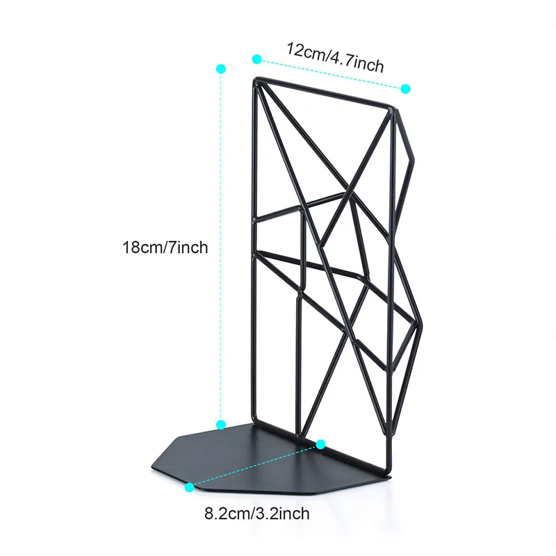 

Bookends Black,Decorative Metal Book Ends Supports for Shelves,Unique Geometric Design for Shelves,Kitchen Cookbooks,Decorative