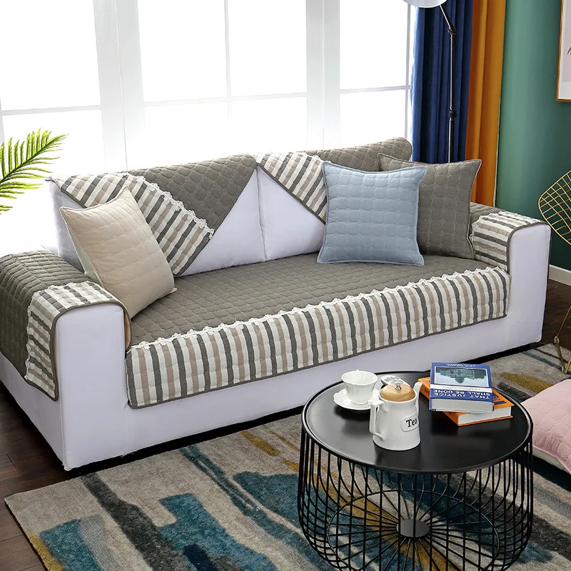 Чехлы для диванов гостиной цветной блок в полоску хлопок наволочка дивана