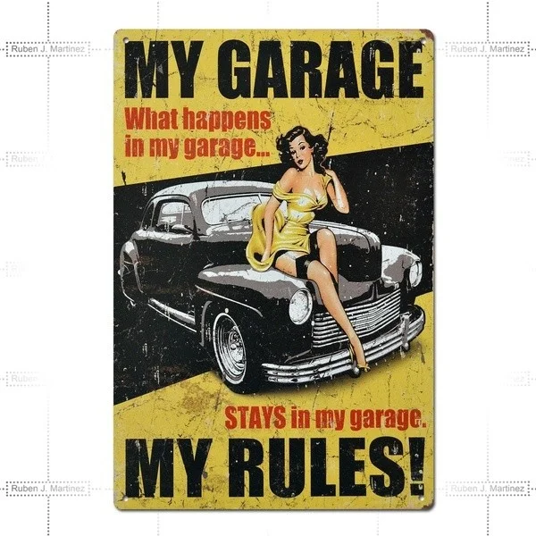 

Retro tin paintings Vintage Retro My Garage Tin Sign Metal Sign Metal Poster Metal Decor Wall Sign Wall Poster Wall Decor