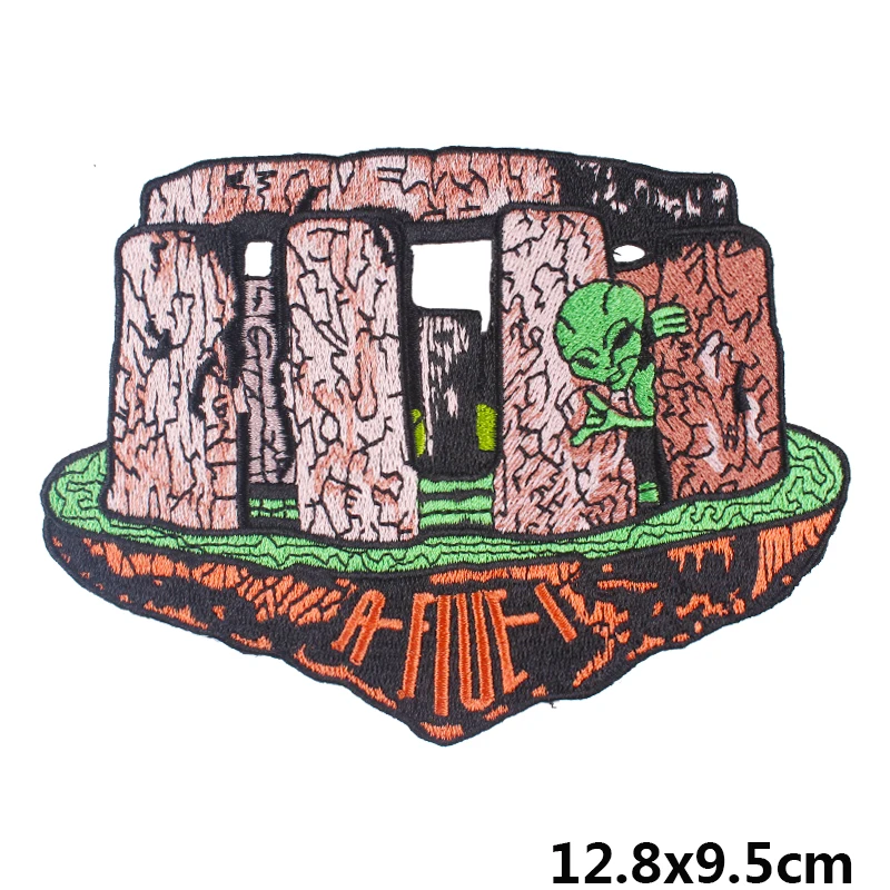 Prajna Hippie Patches Iron On Embroidered For Clothes Stripes Space UFO Alien Patch Rock Skull Ironing Parches Accessory | Дом и сад