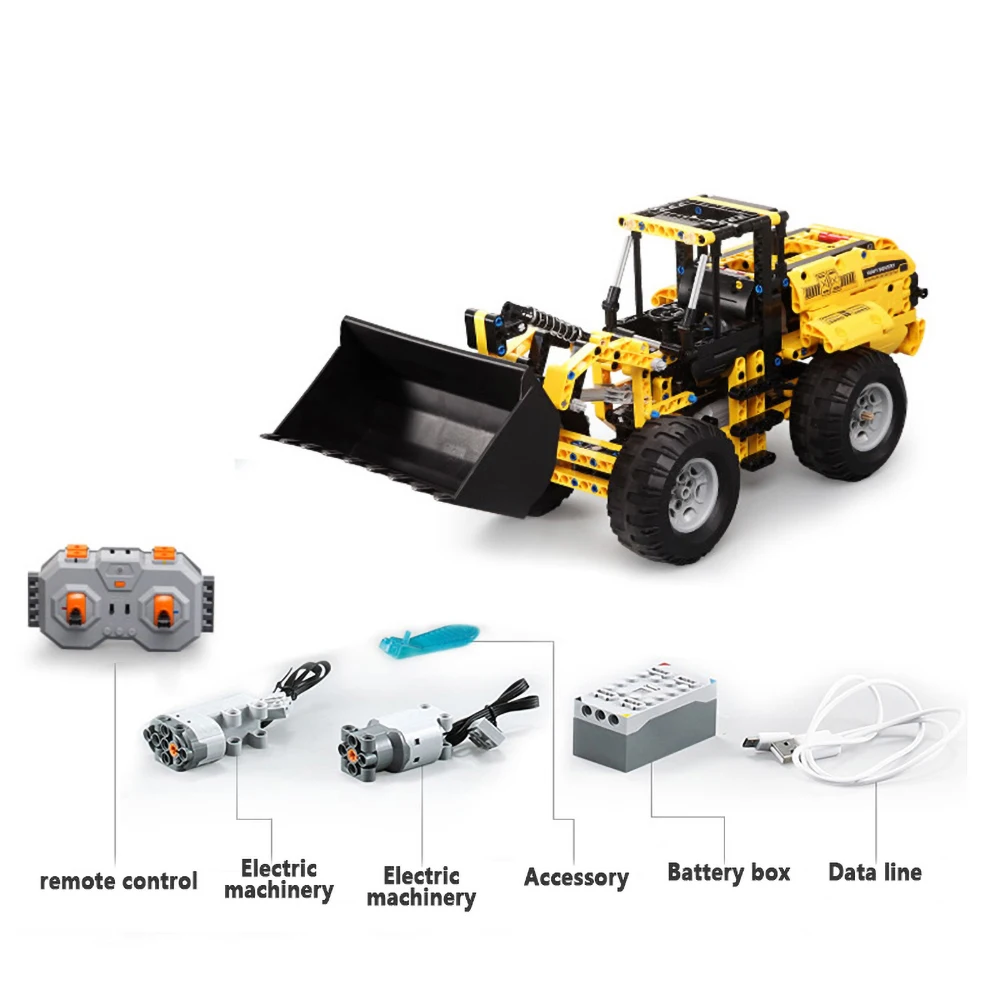 491PCS DOUBLE E CADA C51058W 2 4G RC автомобиль бульдозер для вилочных погрузчиков строительные