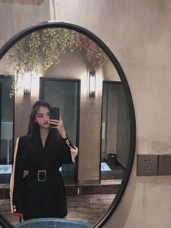 Женский Длинный блейзер офисный Официальный Черный Элегантный рабочий пиджак |