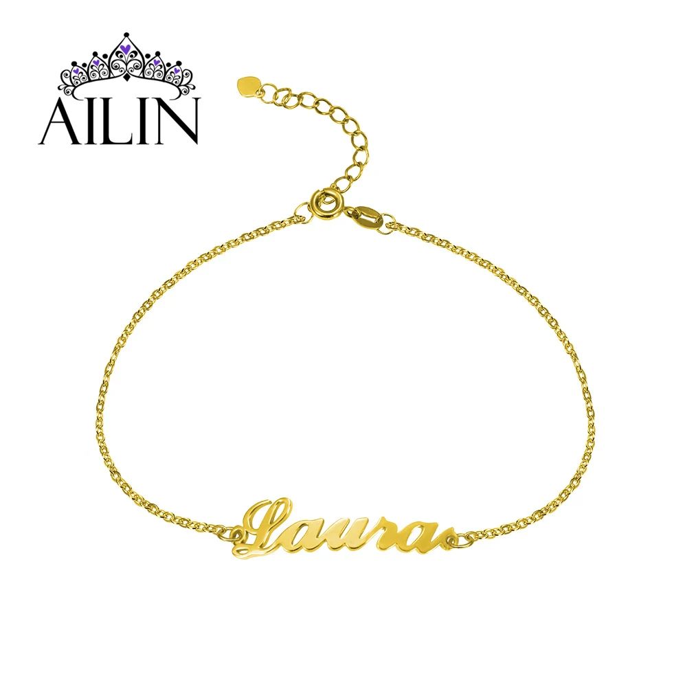 AILIN модный браслет из нержавеющей стали под заказ 18K позолоченный именной женский