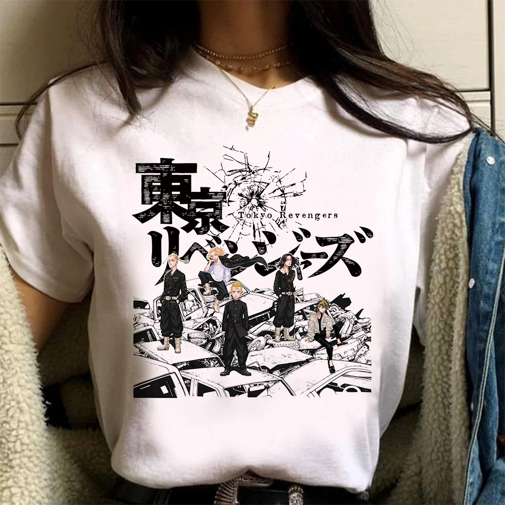 

2021 Japanese Anime Tokyo Revengers T Shirt Harajuku Oversized Tokyo Revengers Manji Summer Short-sleeve Male T-shirt Clothing