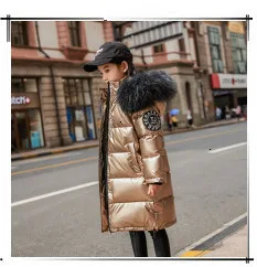 30 degrees Children Baby girl clothing Winter Thicken Parka Kids Faux Fur Hooded Coat Plus velvet Jackets clothes snowsuit