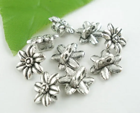 

40PCs 14mm x 14mm Zinc Based Alloy Metal Antique Silver Flower Shank Buttons For Sewing DIY Handmade Decoration Sewing Utensils