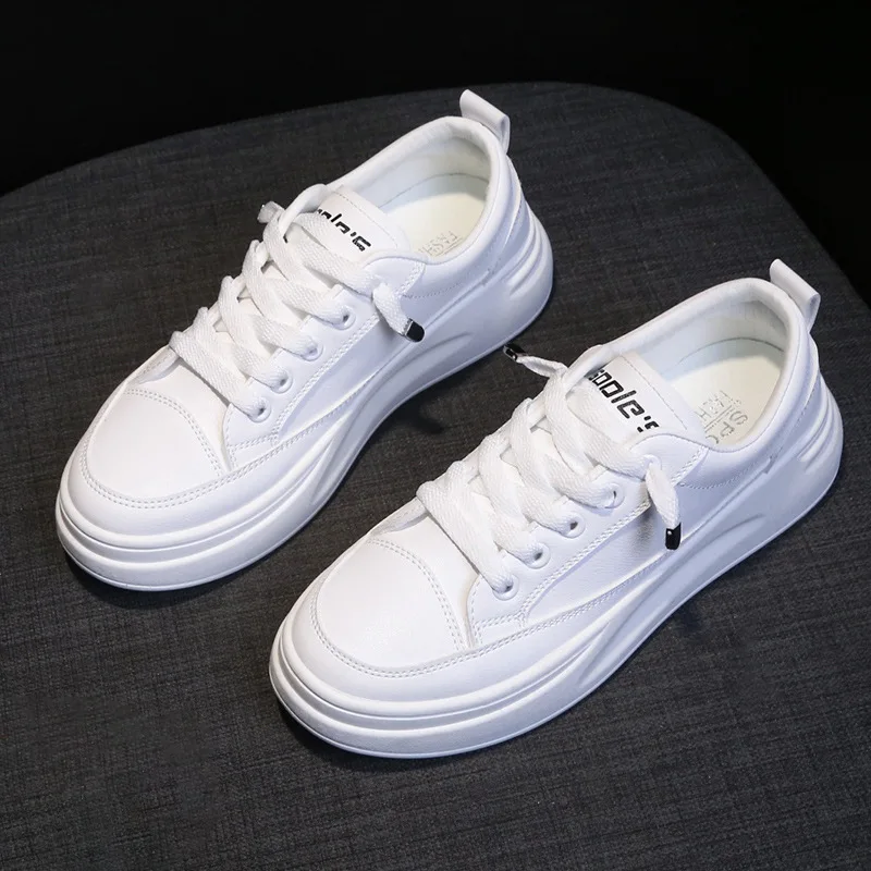 

Кроссовки LEOSOXS Женские повседневные, Вулканизированная массивная подошва, платформа, плоская подошва, белые, весна-осень 2021