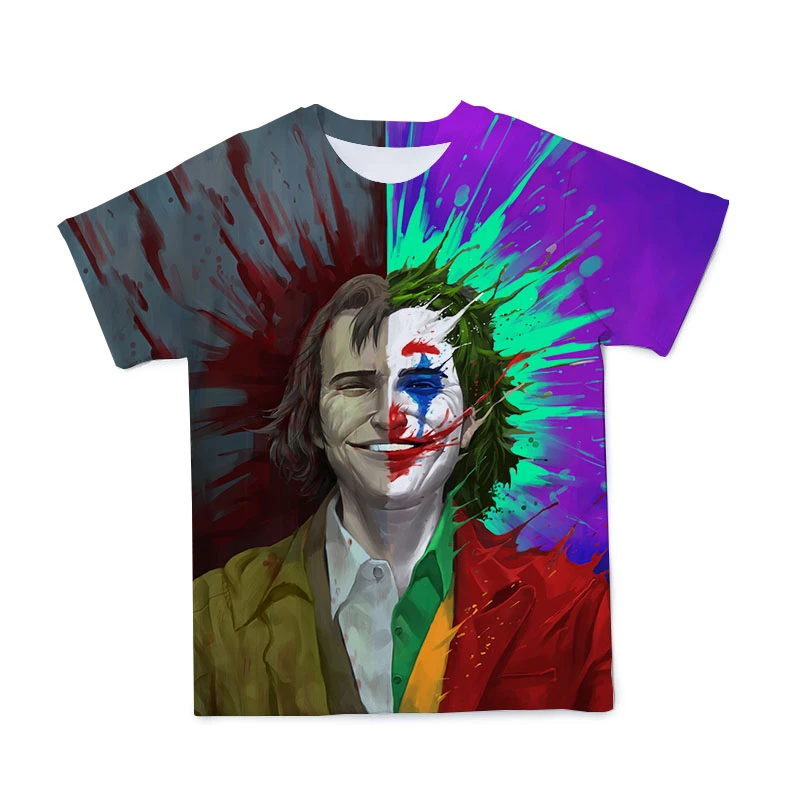 

2021 3D Scary Clown Summer Men's New Printed T-Shirt Fashion Casual Popular Versatile Personality Round Neck Can Be Customized