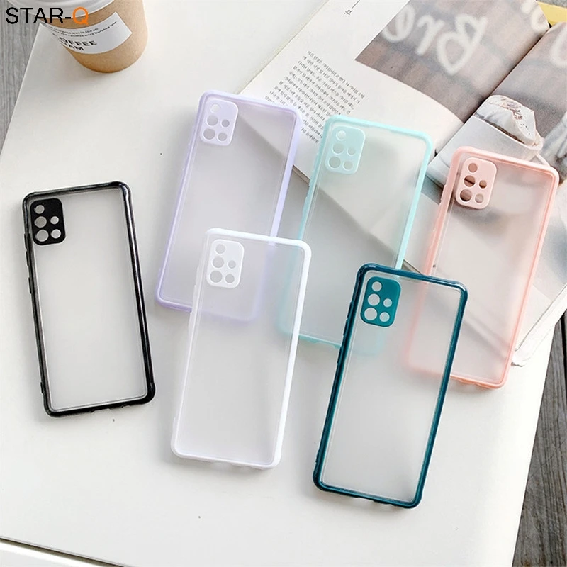 

Matte Silicone + PC Phone Case For Samsung Galaxy S21 S20 FE Plus Ultra galaxi Note 20 Ultra Shockproof Translucent Back Cover