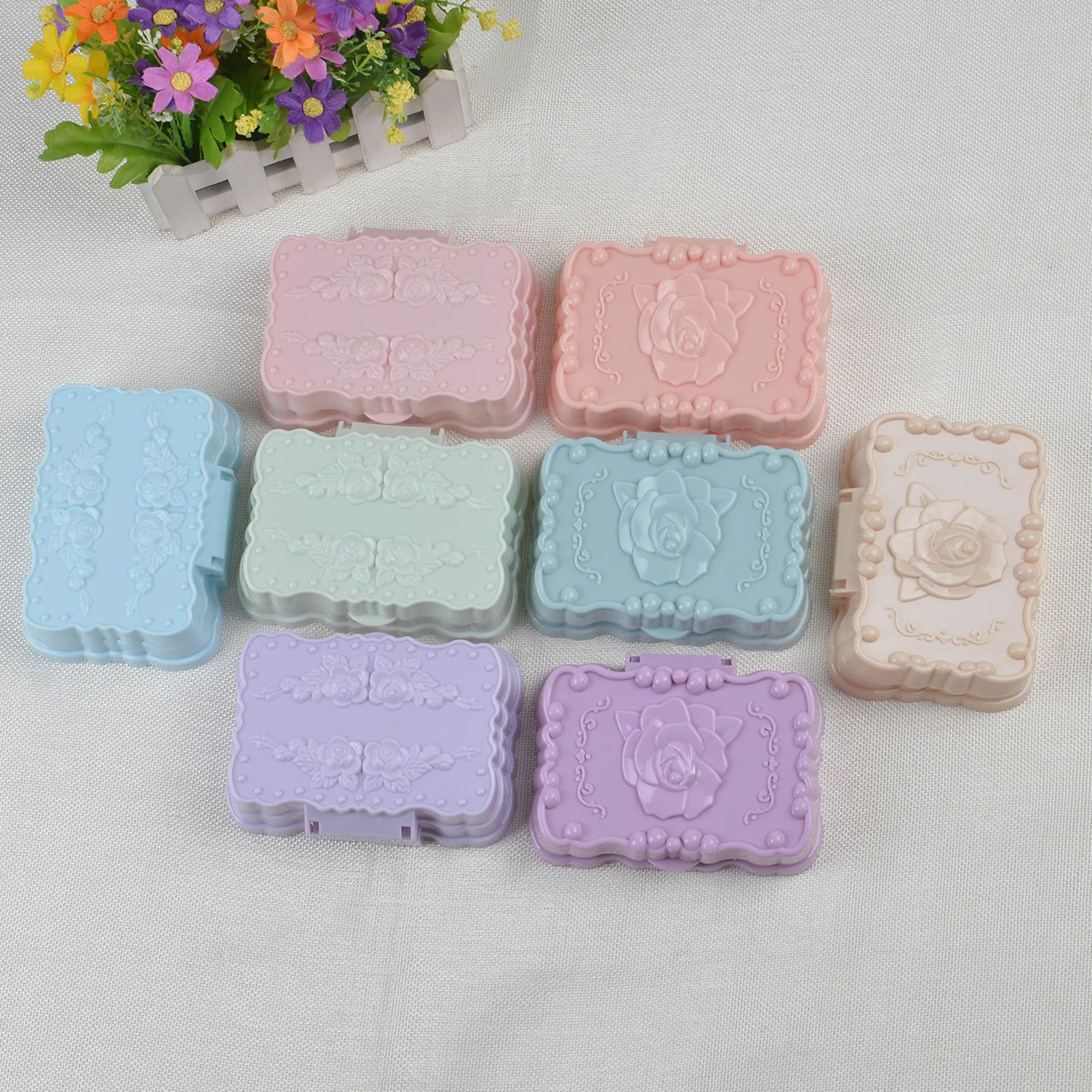 Многофункциональная Пластиковая сливная полка резная Коробка для мыла с розой